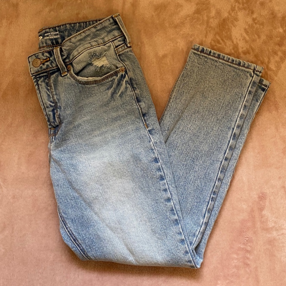 Old Navy High Rise, Light Wash Straight Leg Jeans